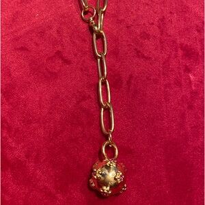 18k Gold Plated Ball on Chain Lariat Necklace